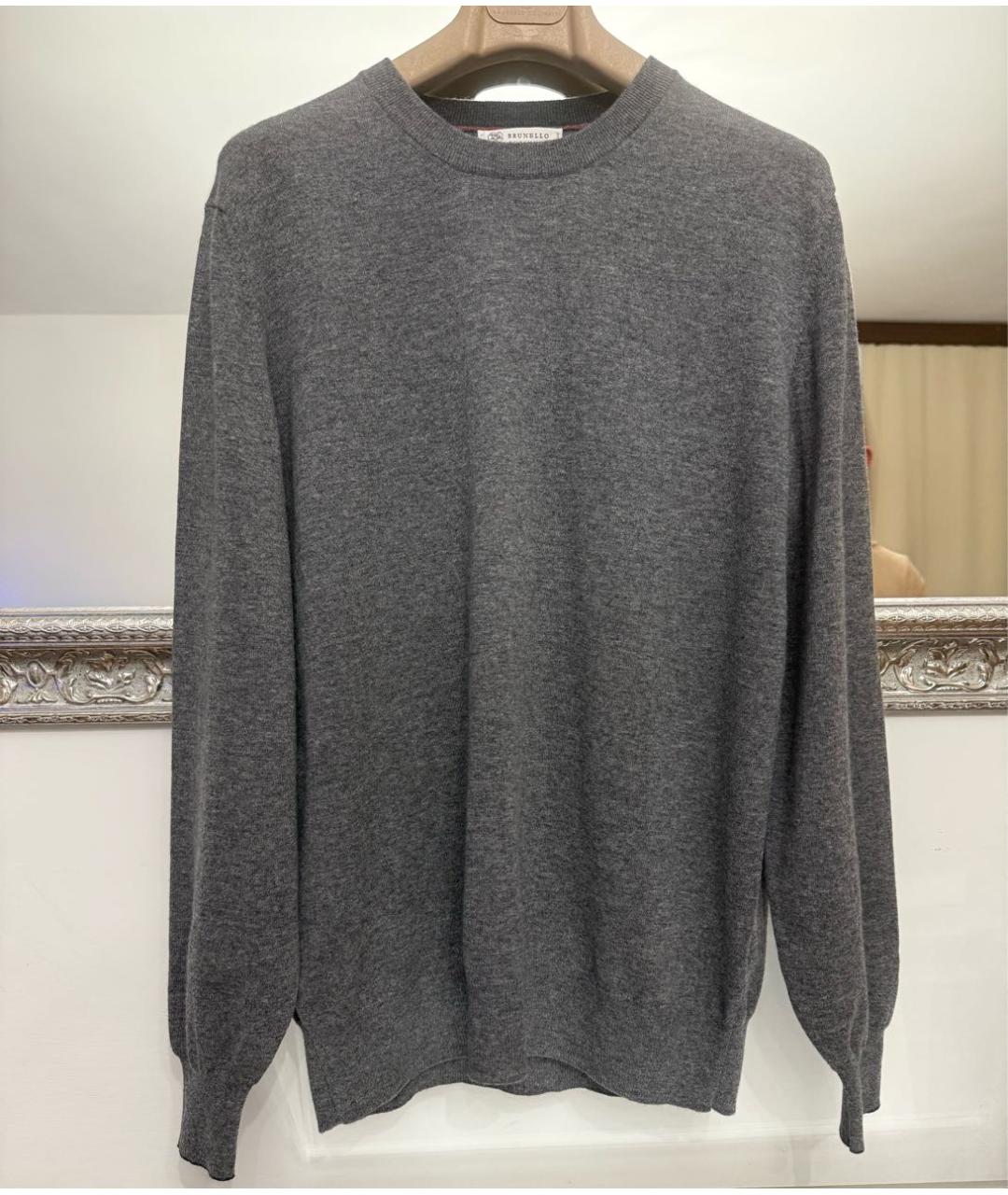 BRUNELLO CUCINELLI Серый кашемировый джемпер / свитер, фото 8