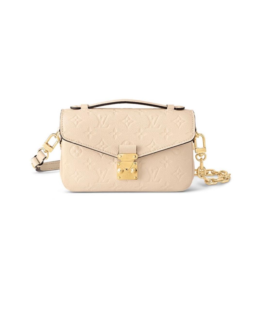 LOUIS VUITTON Бежевая кожаная сумка через плечо, фото 9