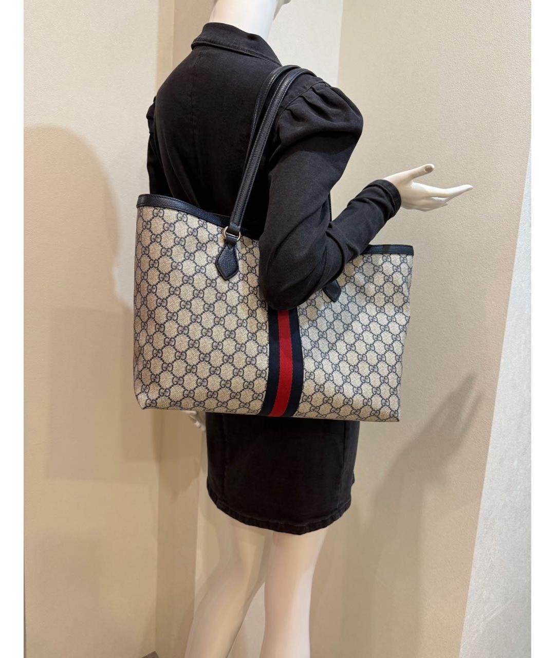 GUCCI Бежевая кожаная сумка с короткими ручками, фото 4