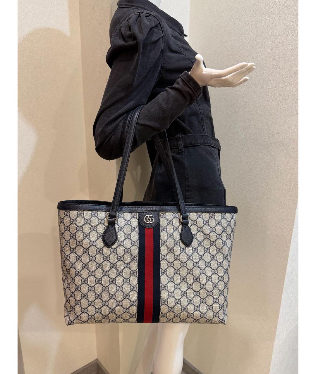 GUCCI Бежевая кожаная сумка с короткими ручками, фото 3