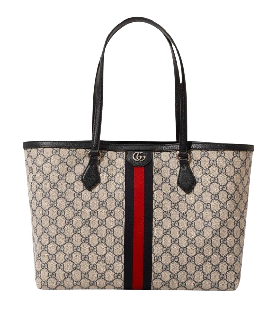 GUCCI Бежевая кожаная сумка с короткими ручками, фото 1