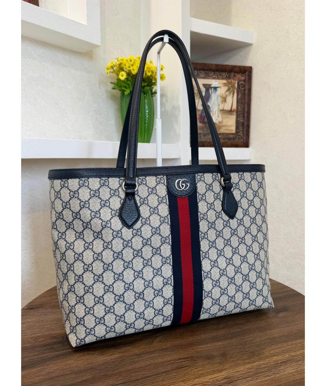 GUCCI Бежевая кожаная сумка с короткими ручками, фото 3
