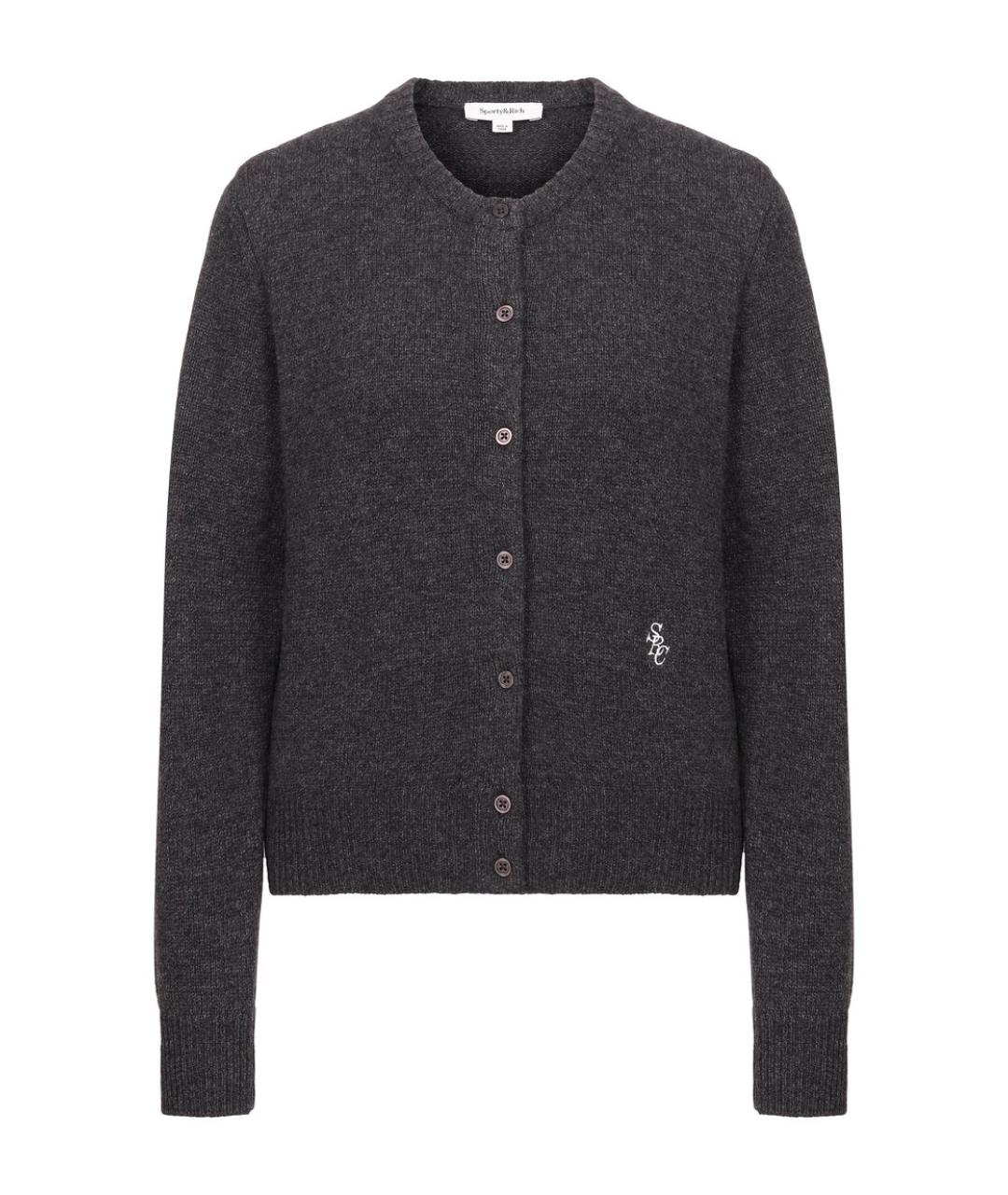 SPORTY AND RICH Серый шерстяной кардиган, фото 1