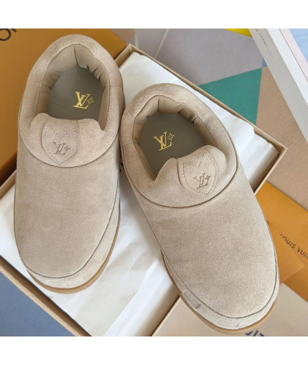 LOUIS VUITTON Бежевые замшевые ботинки, фото 7
