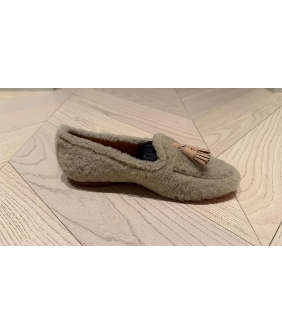 SANTONI Бежевые текстильные лоферы, фото 4