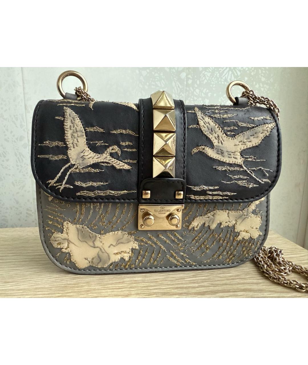 VALENTINO Голубая кожаная сумка через плечо, фото 2