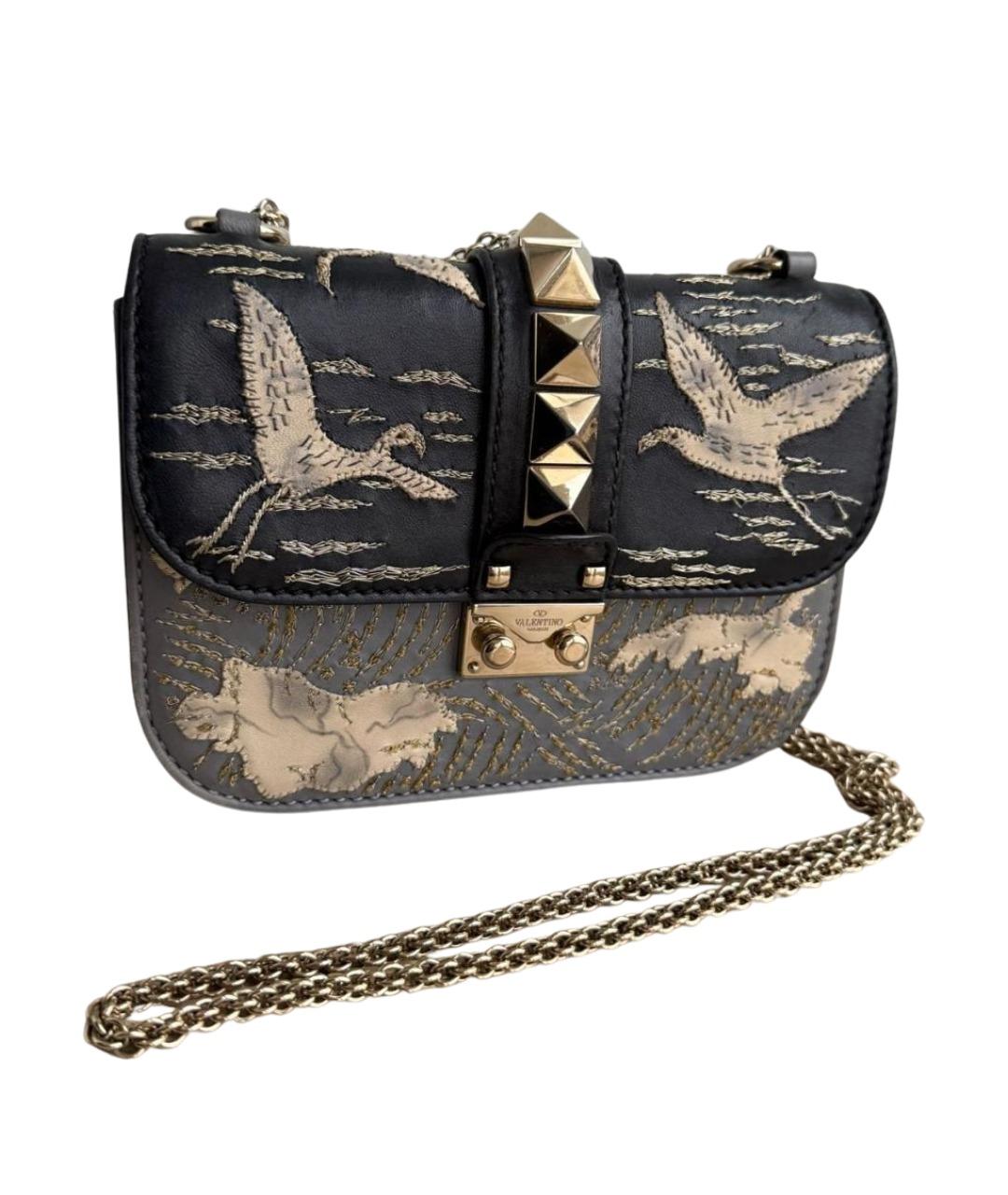 VALENTINO Голубая кожаная сумка через плечо, фото 1