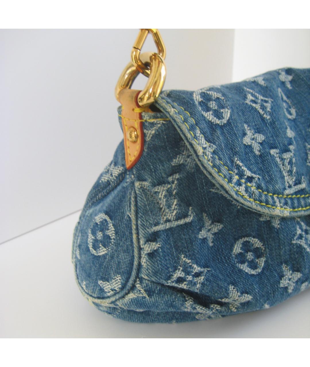 LOUIS VUITTON Голубая деним сумка с короткими ручками, фото 2