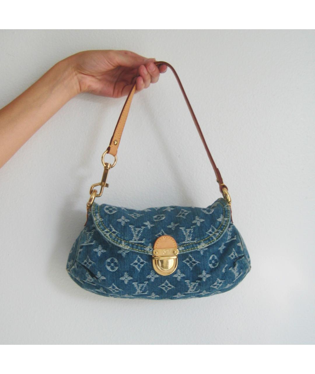 LOUIS VUITTON Голубая деним сумка с короткими ручками, фото 9