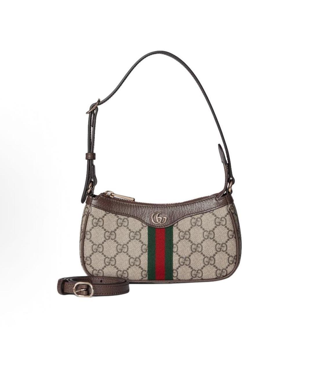 GUCCI Коричневая кожаная сумка через плечо, фото 1