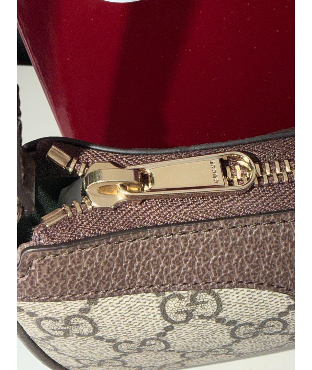 GUCCI Коричневая кожаная сумка через плечо, фото 6