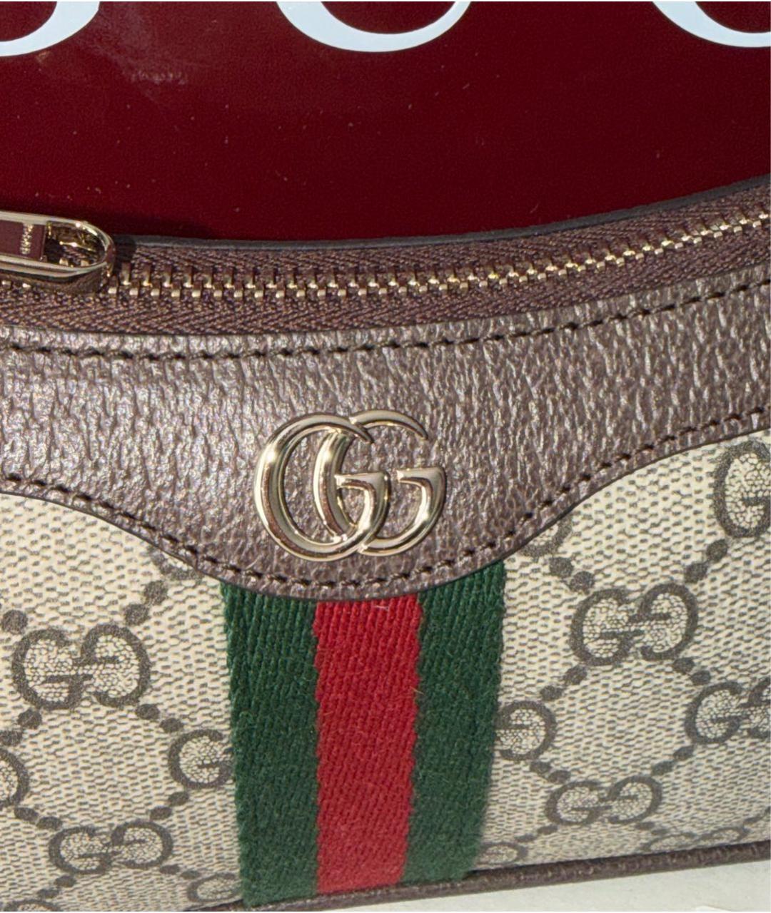 GUCCI Коричневая кожаная сумка через плечо, фото 7