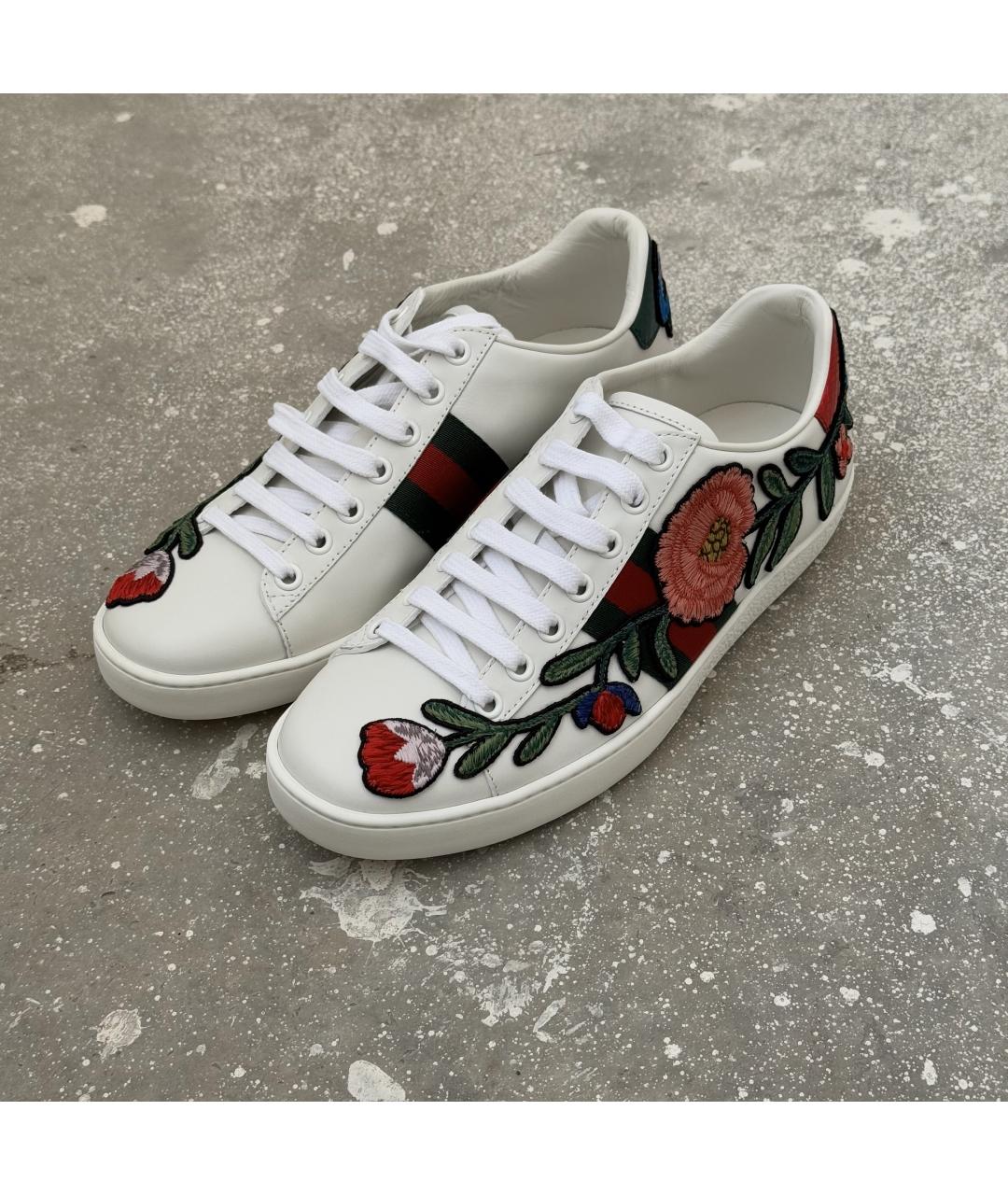 GUCCI Белые кожаные кеды, фото 2