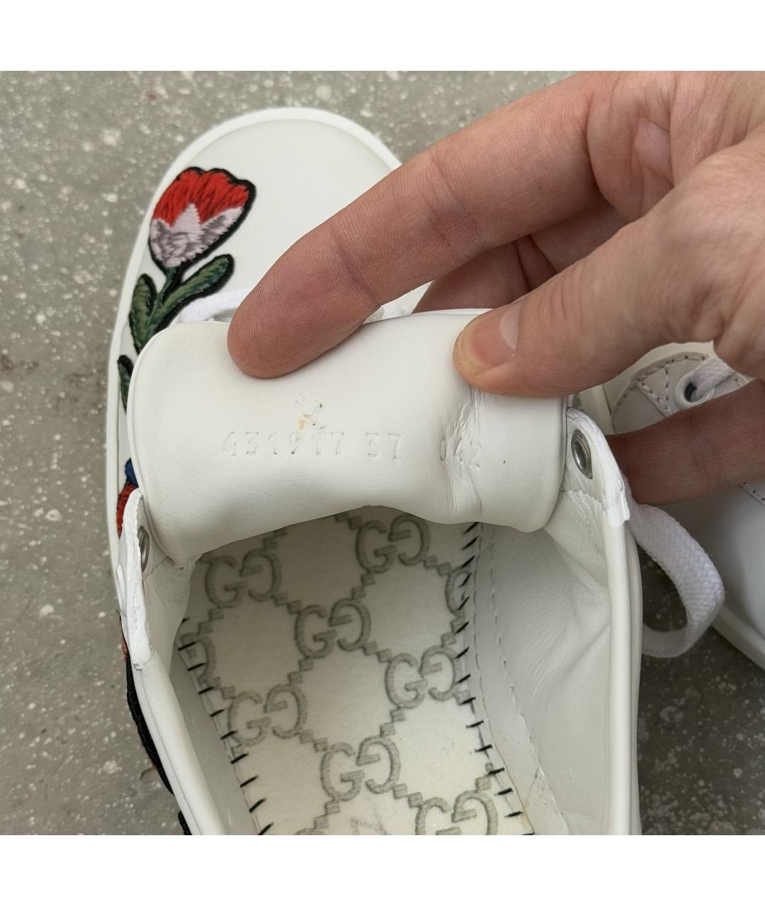 GUCCI Белые кожаные кеды, фото 9