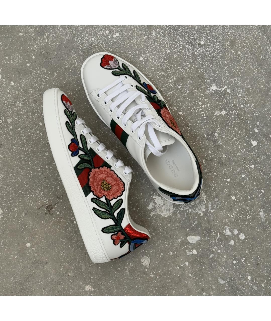 GUCCI Белые кожаные кеды, фото 5