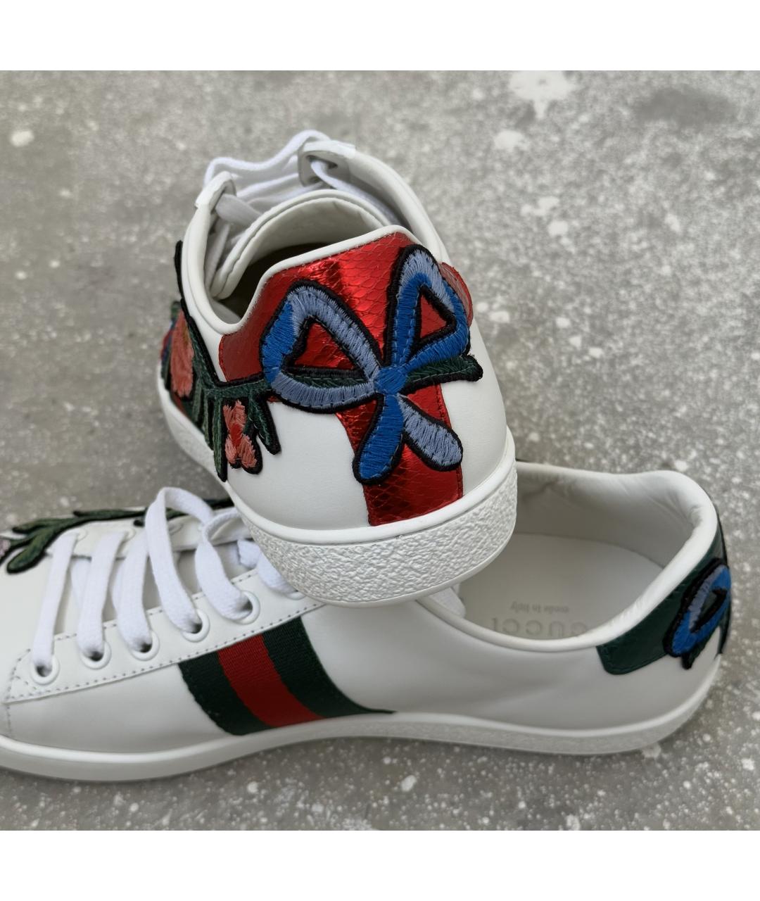 GUCCI Белые кожаные кеды, фото 7