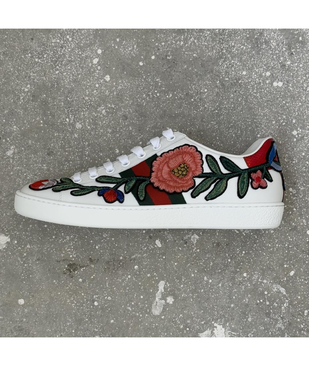 GUCCI Белые кожаные кеды, фото 10