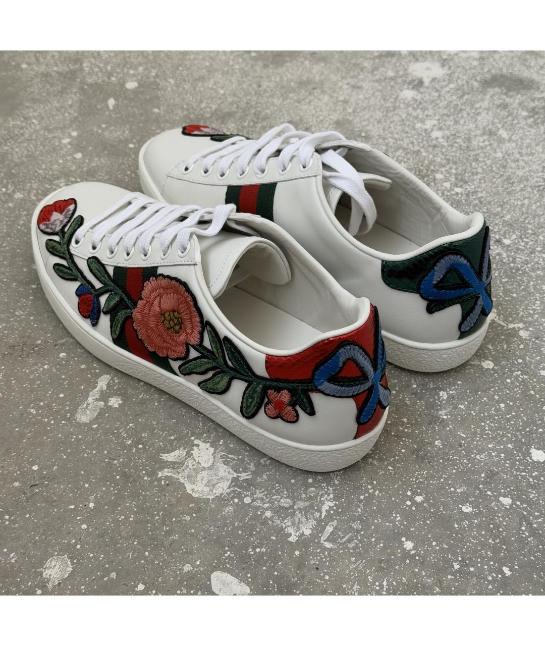 GUCCI Белые кожаные кеды, фото 3