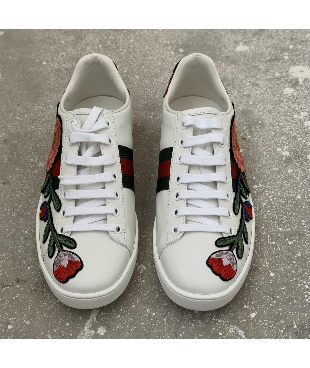 GUCCI Белые кожаные кеды, фото 6