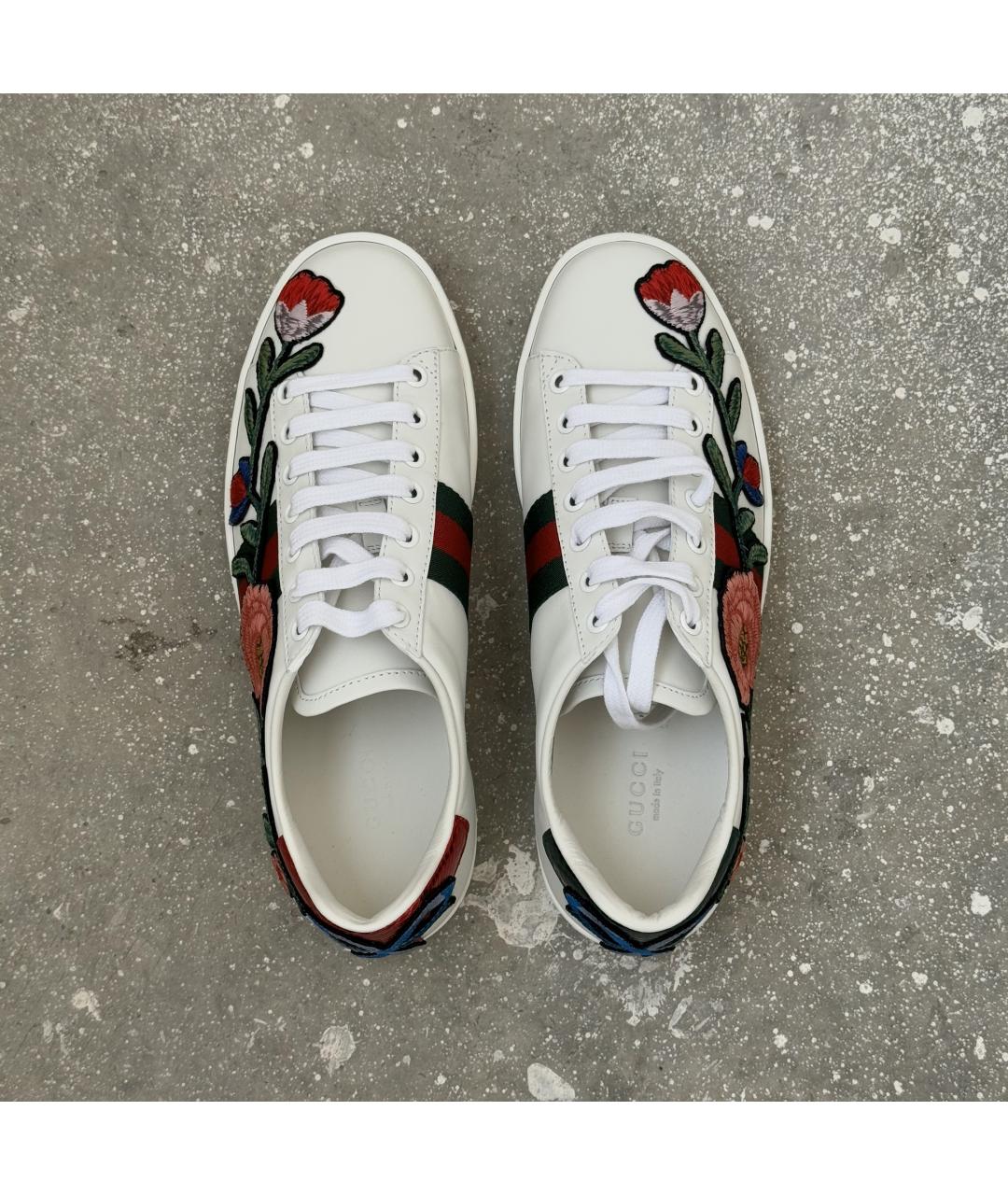 GUCCI Белые кожаные кеды, фото 4