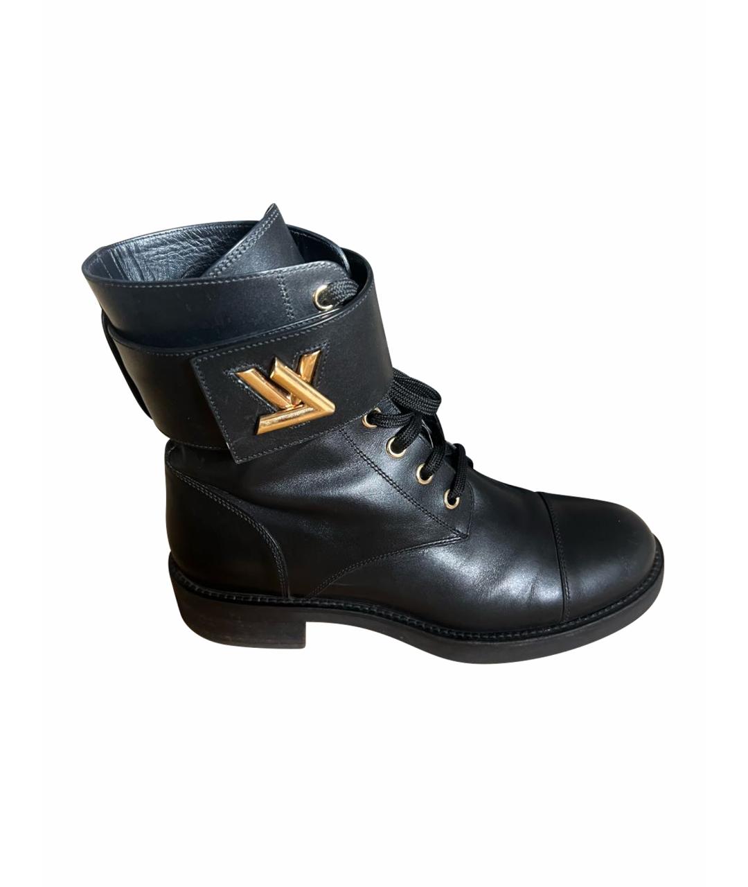 LOUIS VUITTON Черные кожаные ботинки, фото 1