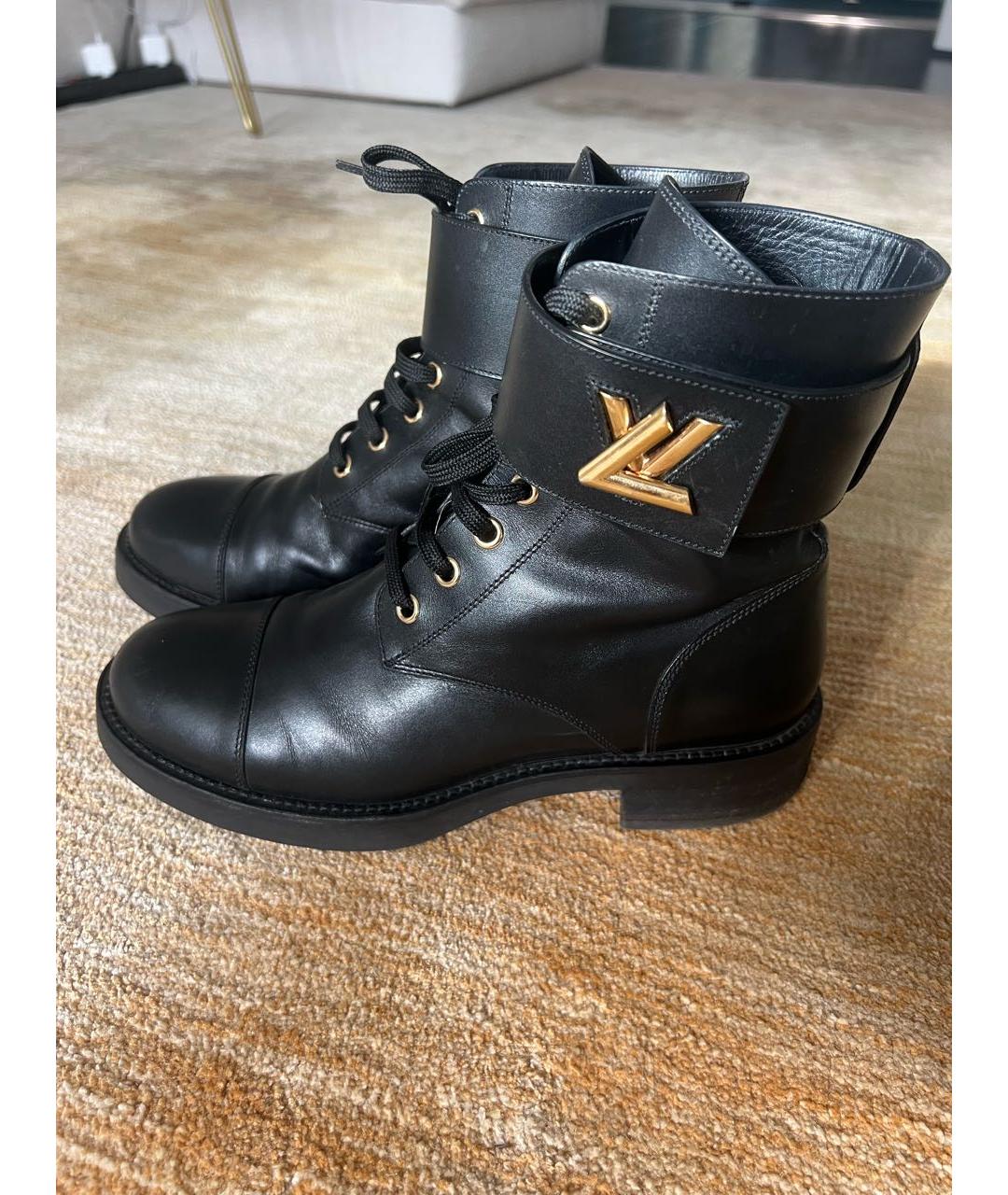 LOUIS VUITTON Черные кожаные ботинки, фото 5