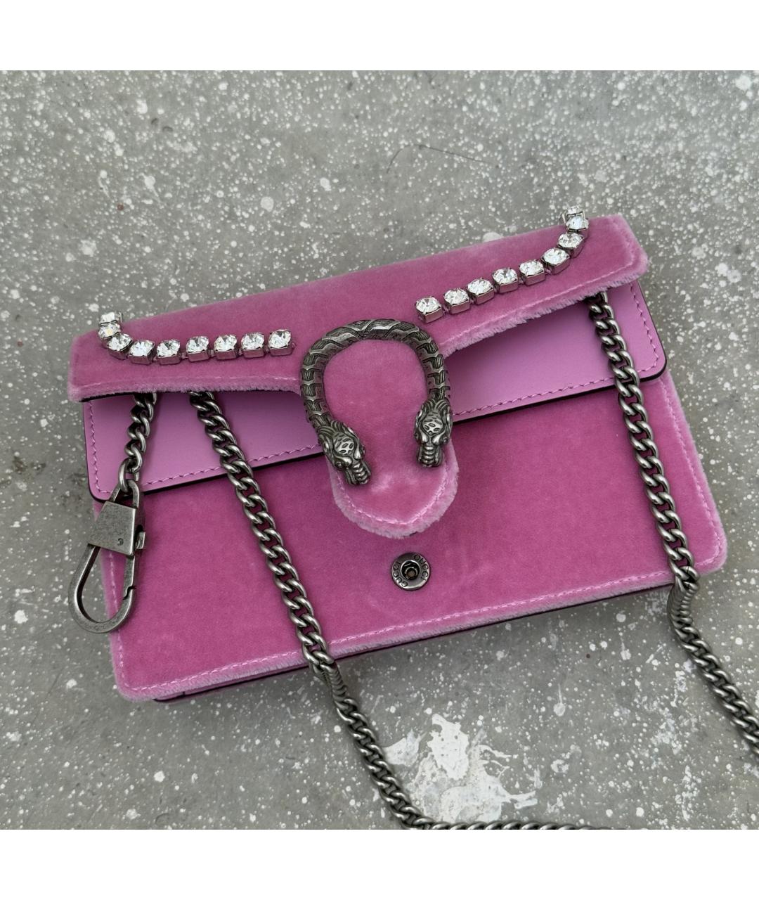 GUCCI Розовая бархатная сумка через плечо, фото 7
