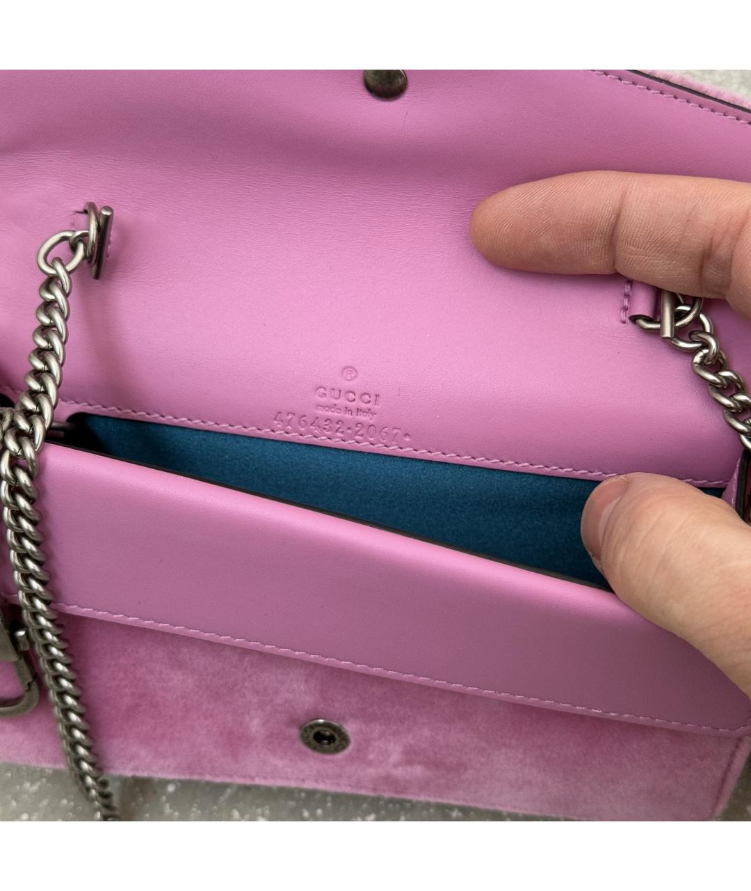 GUCCI Розовая бархатная сумка через плечо, фото 8
