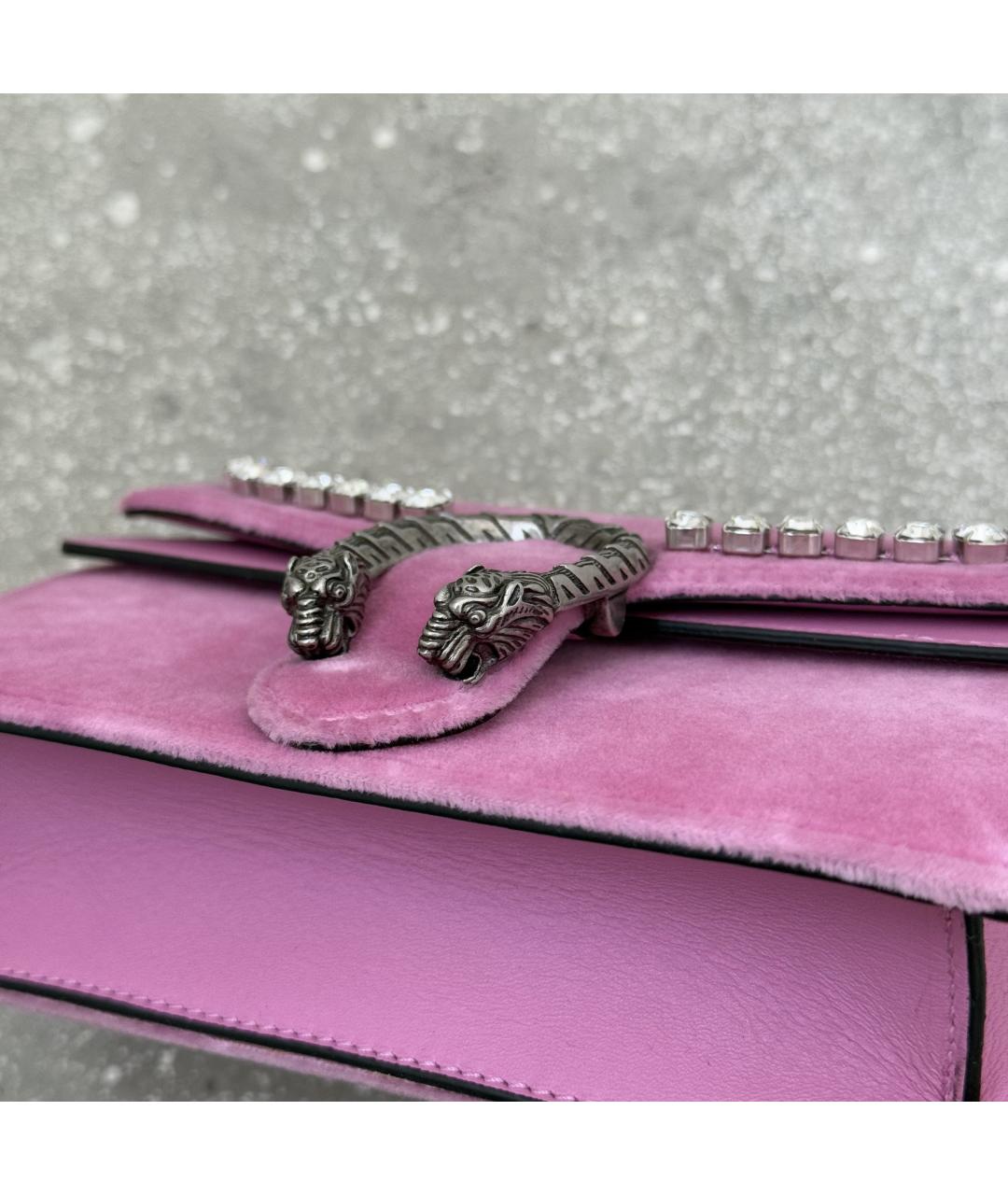 GUCCI Розовая бархатная сумка через плечо, фото 5