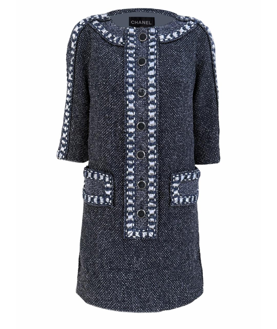 CHANEL Серое твидовое платье, фото 1
