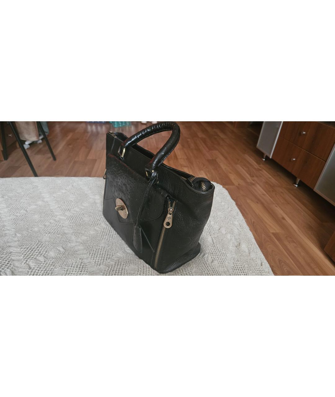 MULBERRY Черная кожаная сумка с короткими ручками, фото 2