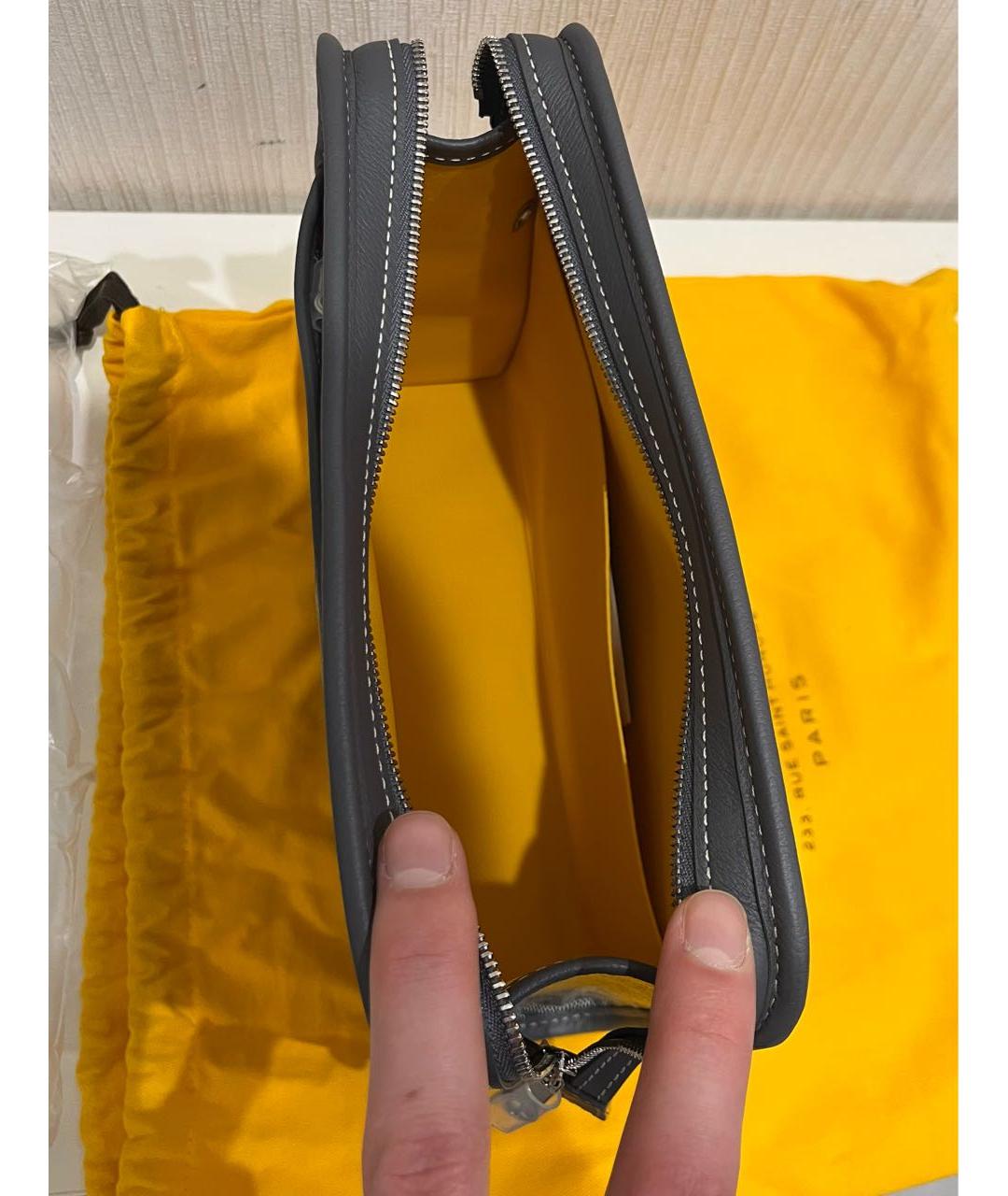 GOYARD Антрацитовая кожаная барсетка, фото 7