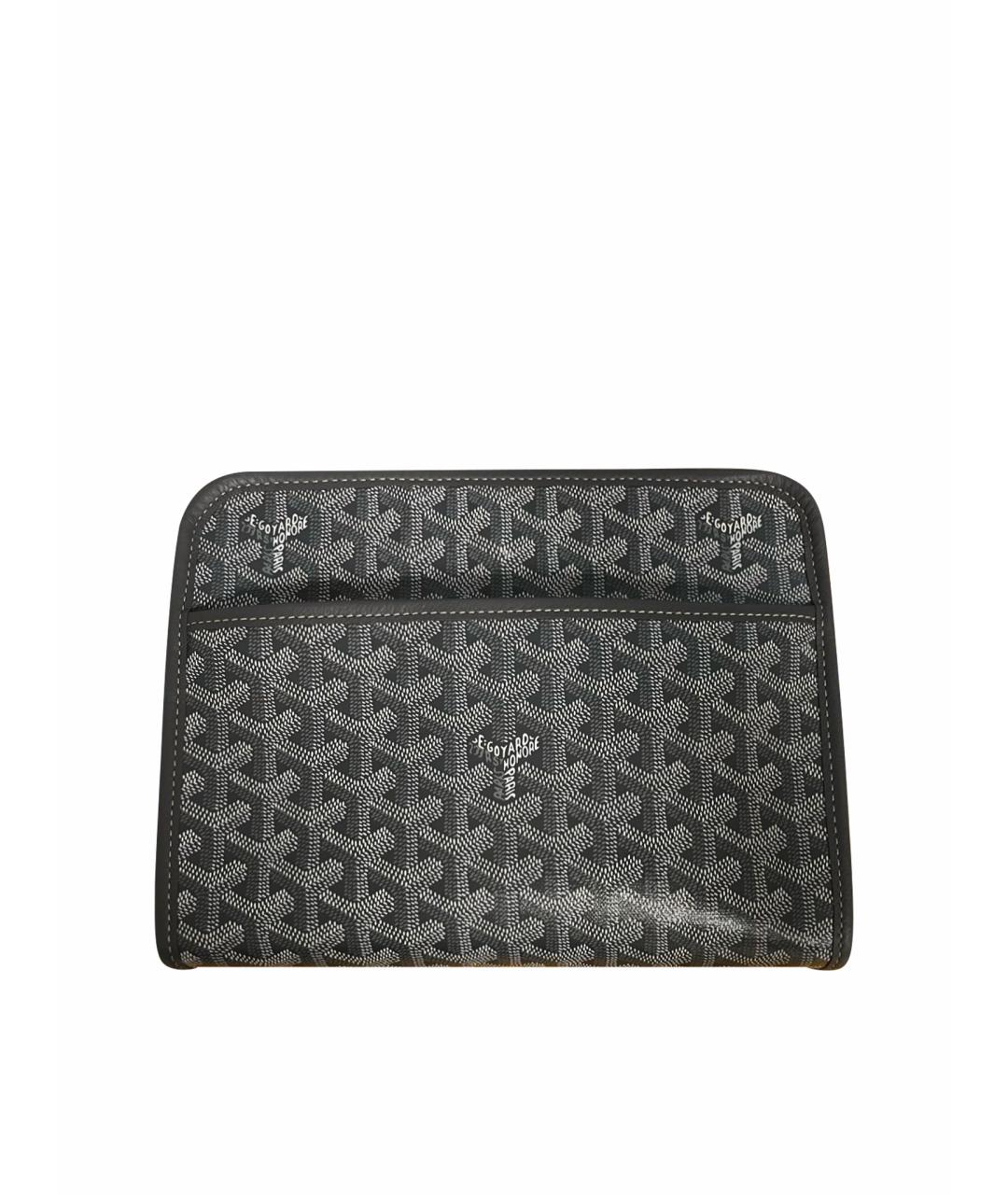 GOYARD Антрацитовая кожаная барсетка, фото 1