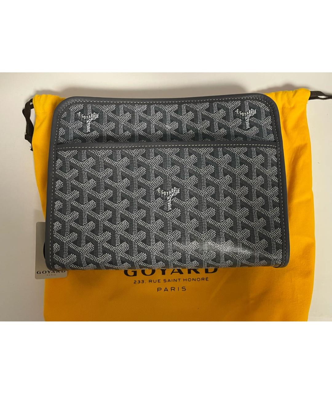 GOYARD Антрацитовая кожаная барсетка, фото 9