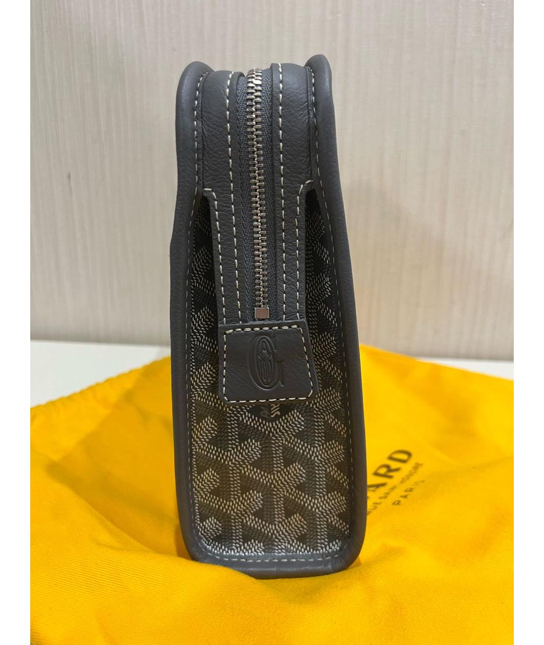 GOYARD Антрацитовая кожаная барсетка, фото 5