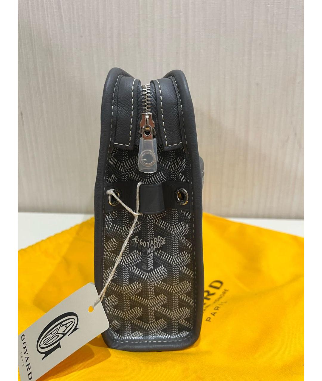 GOYARD Антрацитовая кожаная барсетка, фото 4