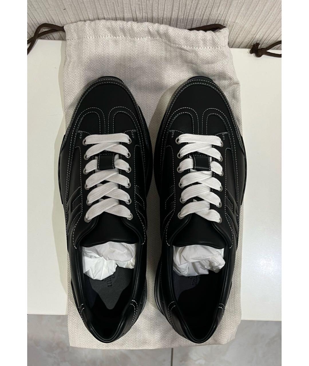 HERMES Черные кожаные низкие кроссовки / кеды, фото 4