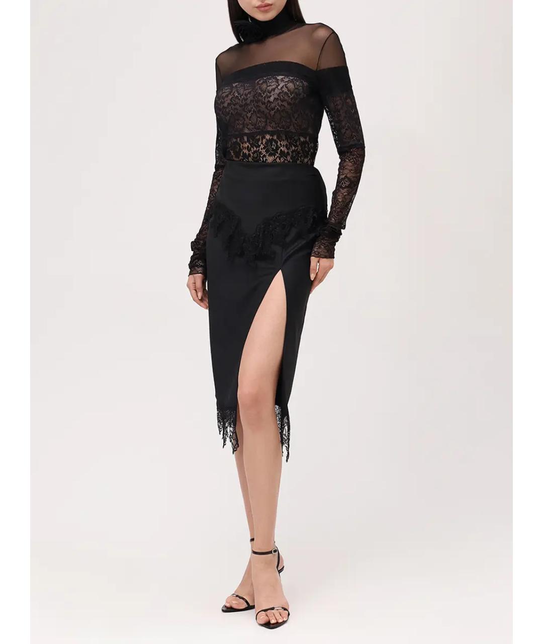 BLUMARINE Черная полиэстеровая юбка миди, фото 2