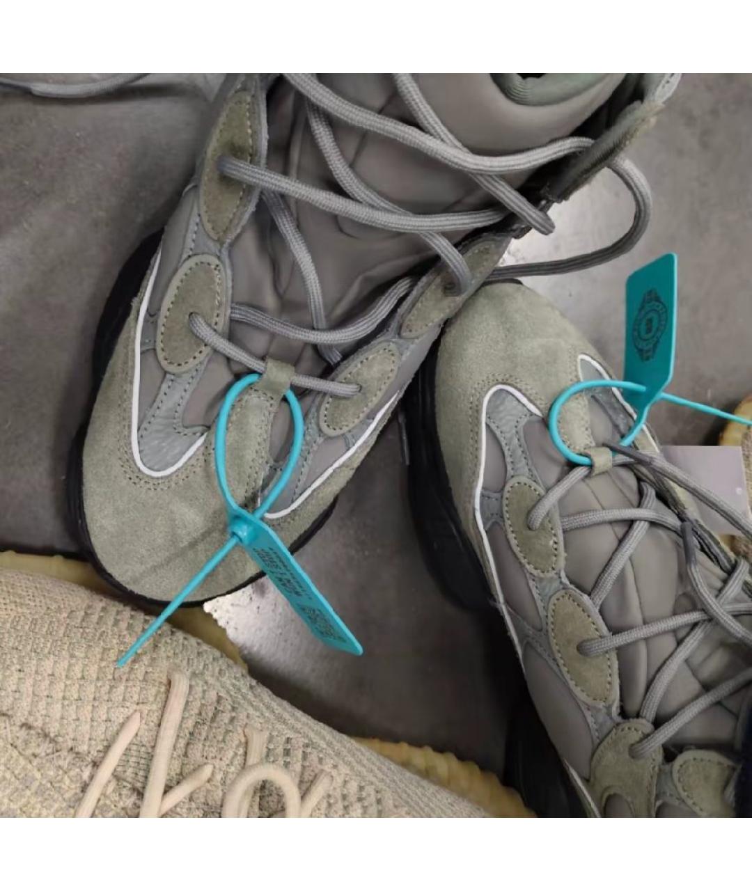 ADIDAS YEEZY Серые кожаные высокие кроссовки / кеды, фото 5