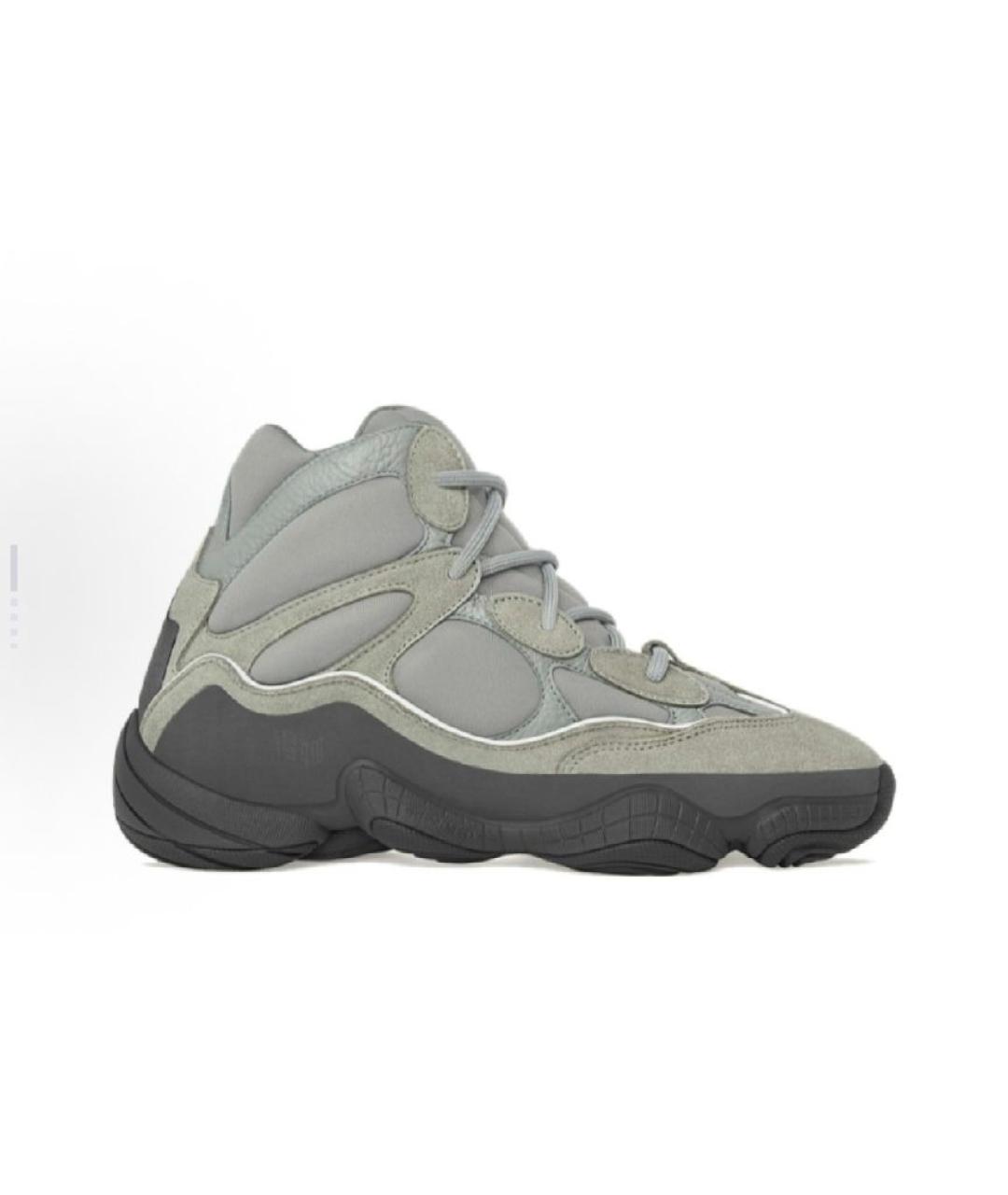 ADIDAS YEEZY Серые кожаные высокие кроссовки / кеды, фото 7