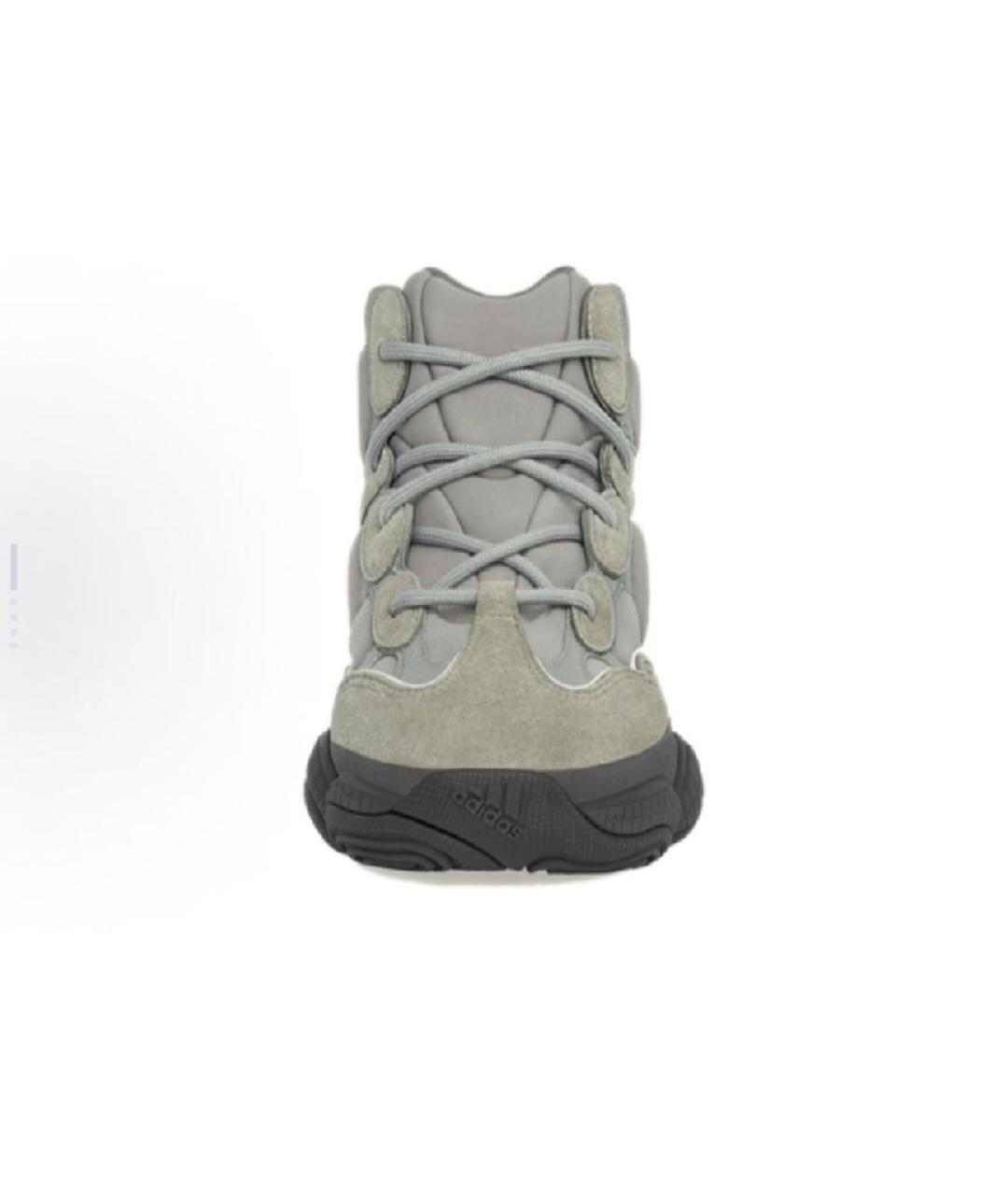 ADIDAS YEEZY Серые кожаные высокие кроссовки / кеды, фото 2