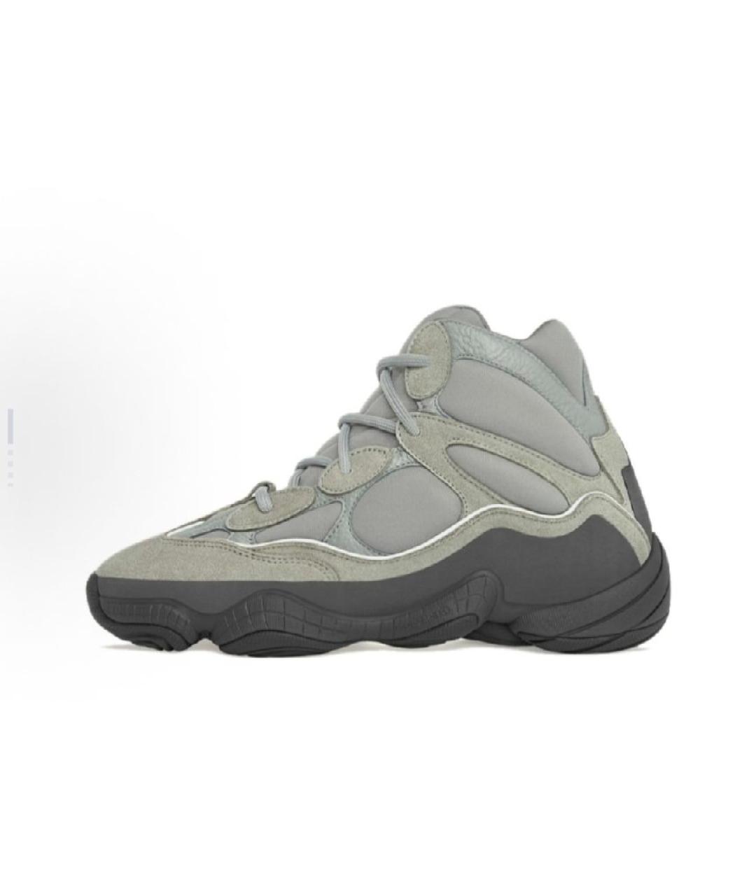 ADIDAS YEEZY Серые кожаные высокие кроссовки / кеды, фото 4