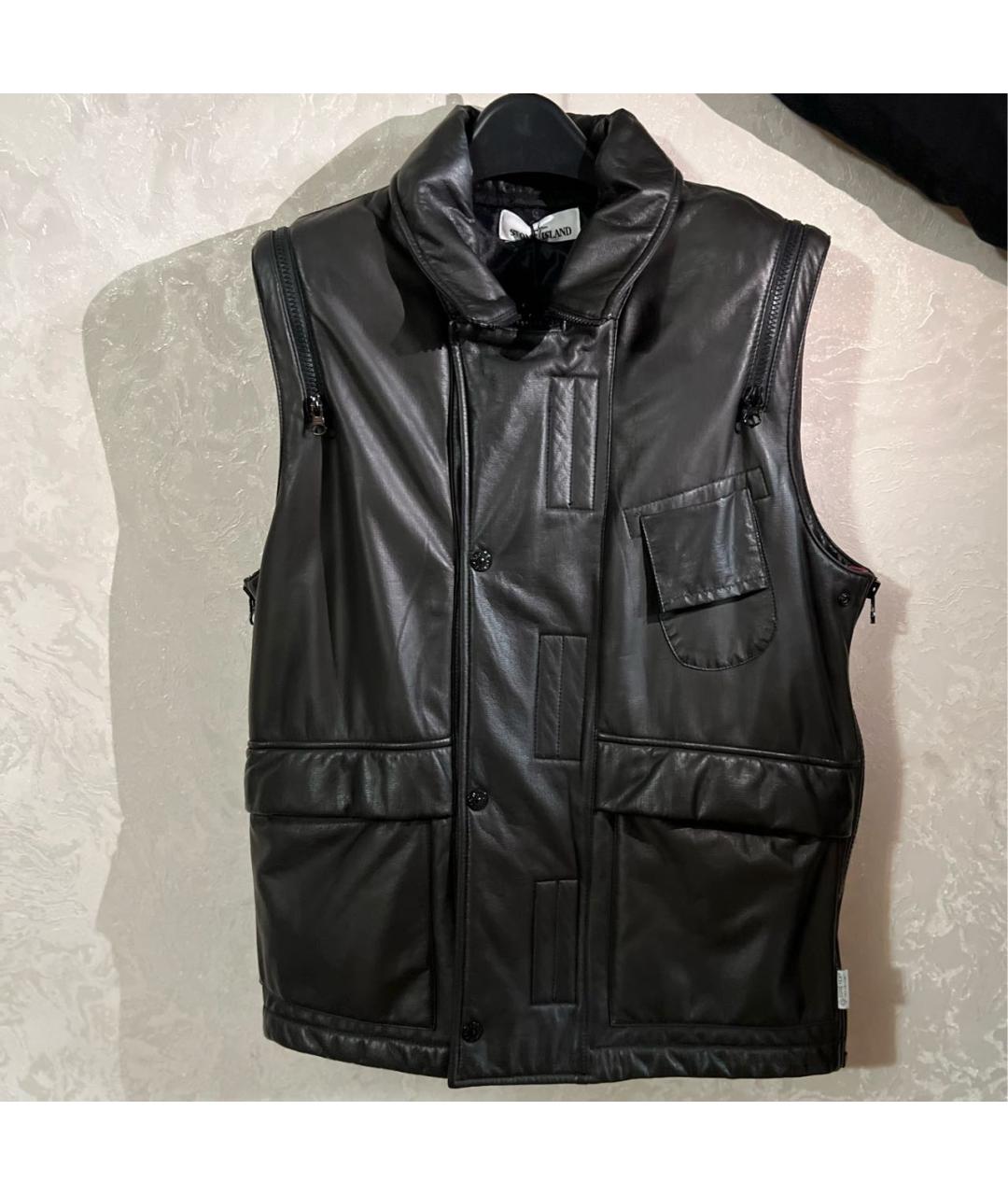 STONE ISLAND Черный кожаный жилет, фото 9