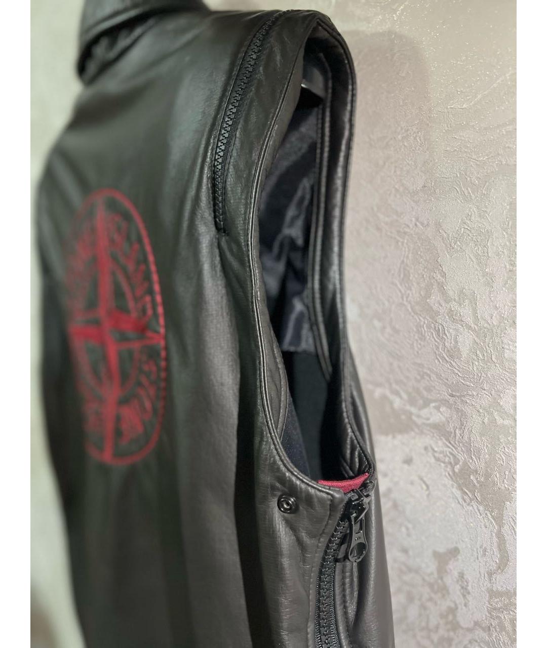 STONE ISLAND Черный кожаный жилет, фото 7