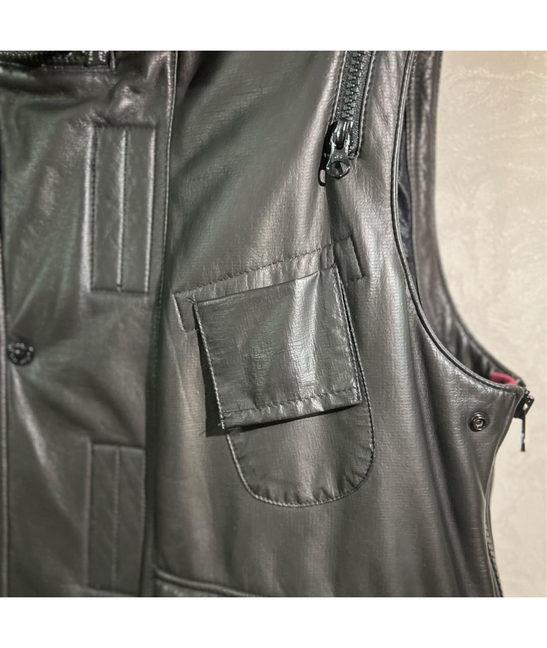 STONE ISLAND Черный кожаный жилет, фото 4