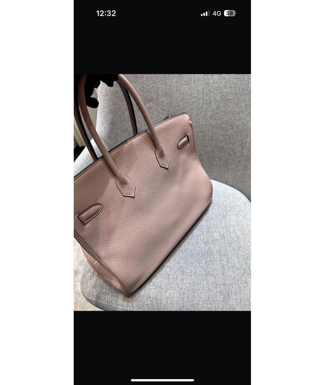 HERMES Бежевая кожаная сумка с короткими ручками, фото 8