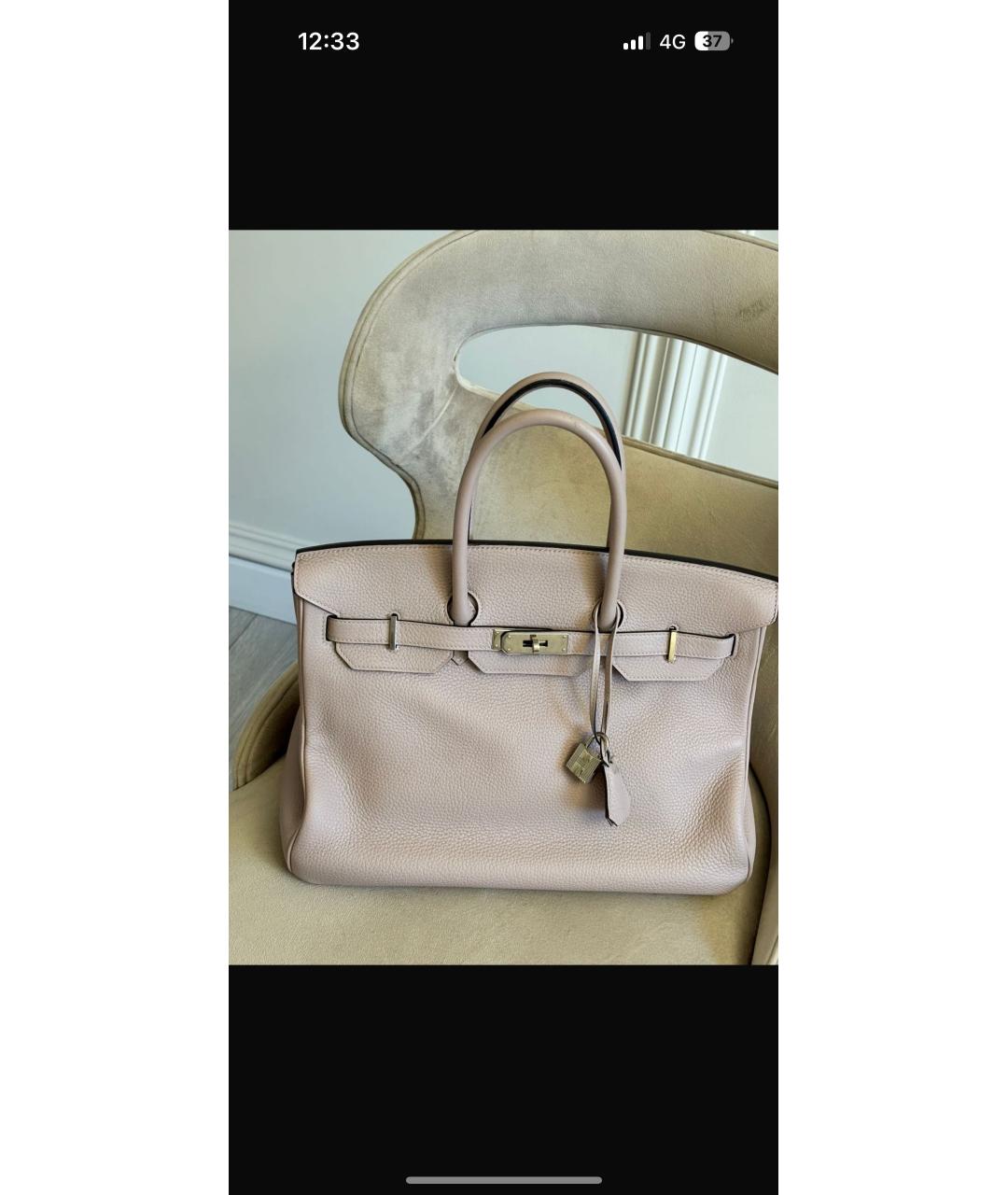 HERMES Бежевая кожаная сумка с короткими ручками, фото 9