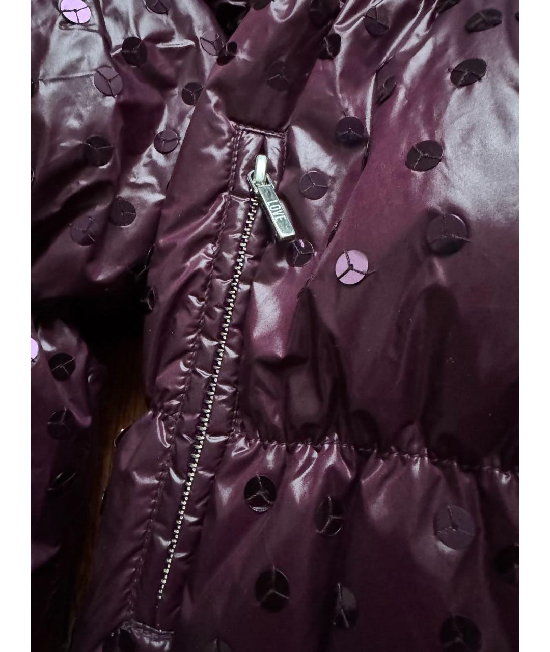 LOVE MOSCHINO Бордовый полиамидовый пуховик, фото 4