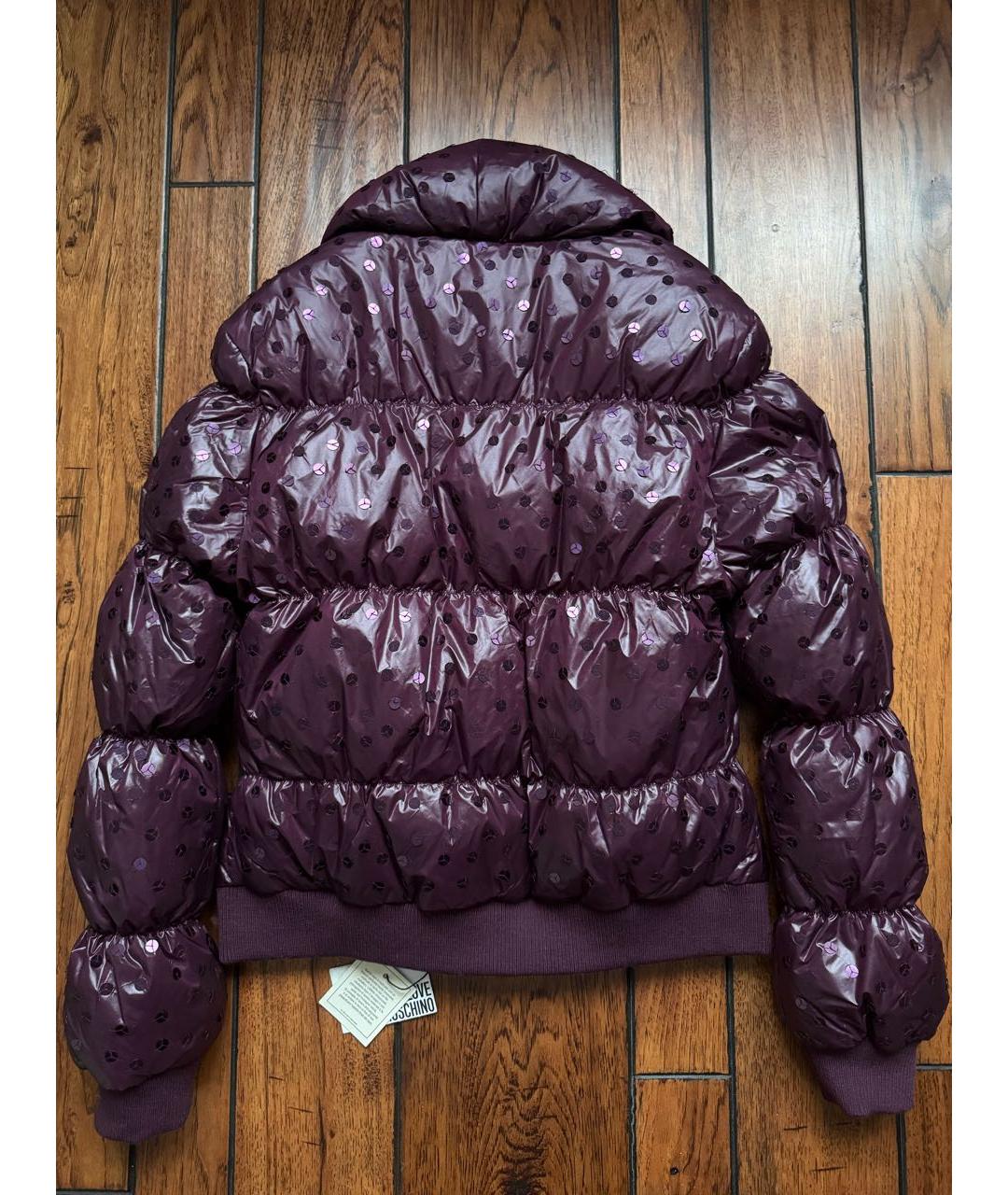 LOVE MOSCHINO Бордовый полиамидовый пуховик, фото 2