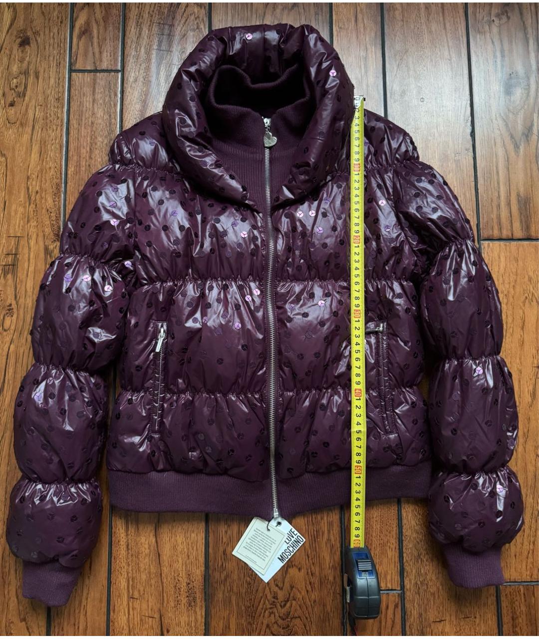 LOVE MOSCHINO Бордовый полиамидовый пуховик, фото 5